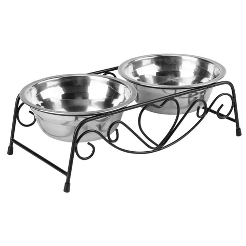 Double Elevated Pet Feeder With Stainless Steel Bowls - World Pet Shop