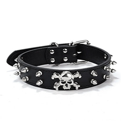 Punk Skull Dog Collar PU Leather Neck - World Pet Shop